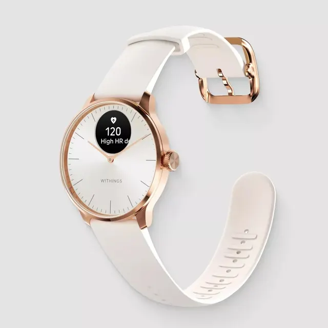 Zegarek Withings Scanwatch Light - zegarek z funkcją EKG pomiarem pulsu i SPO2 oraz mierzeniem aktywności fizycznej i snu (37mm rose gold-sand)