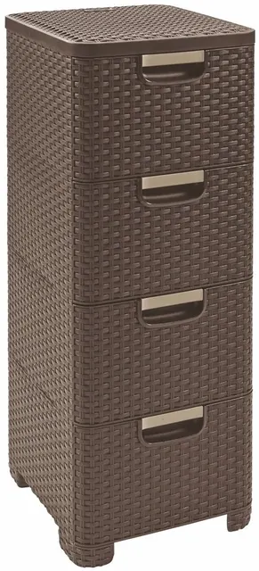 Regał z szufladami 4x14L rattan ciemny brąz 209906 CURVER