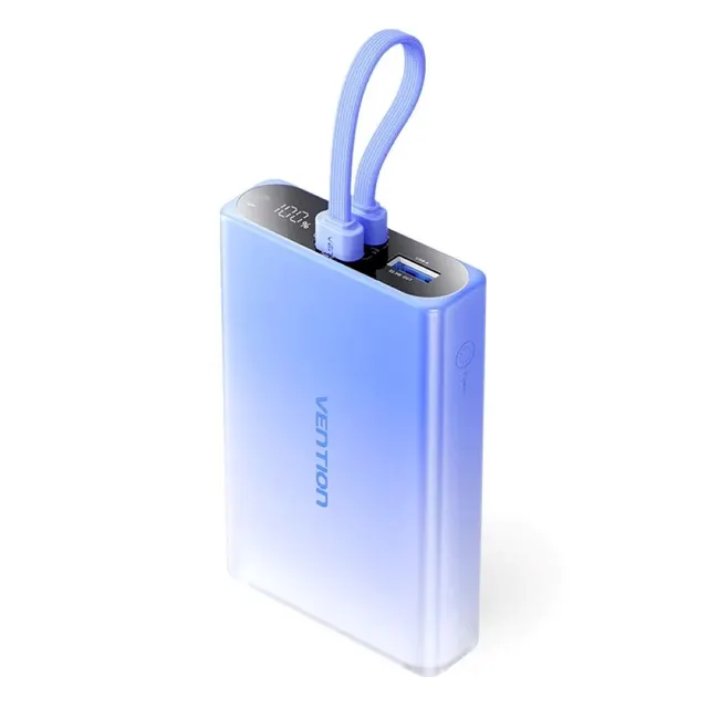 Powerbank Vention 10000 mAh USB-C + Lightning + USB-A 22 5W z wyświetlaczem LED niebieski