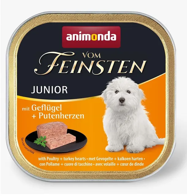 ANIMONDA Vom Feinsten Junior drób i serca indyka - mokra karma dla szczeniąt - 150g