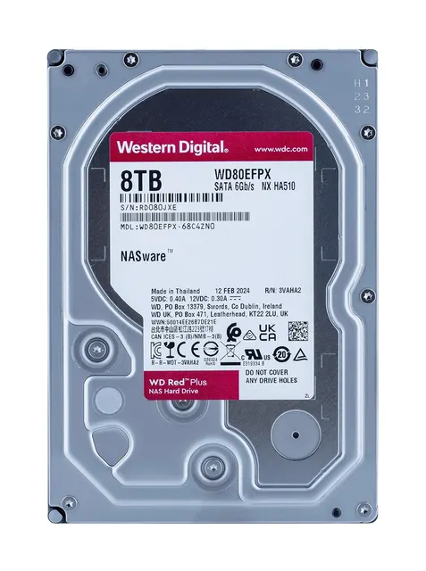 Dysk HDD WD Red Plus WD80EFPX (8 TB ; 3.5 ; 256 MB; 5640 obr/min)