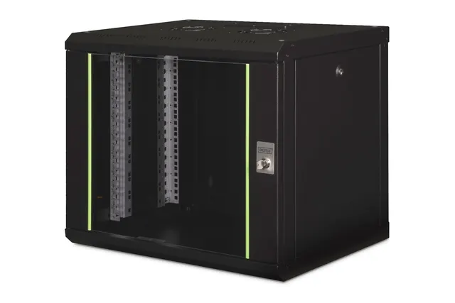 Digitus Szafa sieciowa wisząca Unique 19 9U rack 600x450 drzwi szyba czarny niedzielona złożona 100kg
