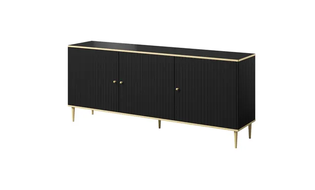 Komoda GLAMOUR 180x40x75 5 czarny mat + złoty