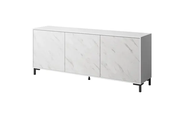 Komoda MARMO 3D 200x45xH80 5 biały mat/marmur biały