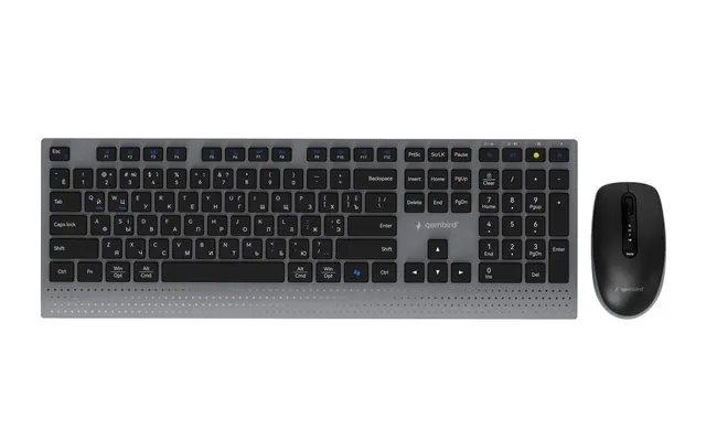 GEMBIRD BEZPRZEWODOWY ZESTAW KLAWIATURY + MYSZ DUAL MODE 2.4 GHZ + BT SLIM UKŁAD RU KOLOR CZARNY