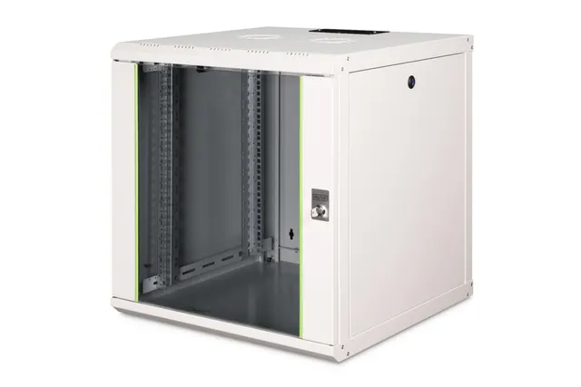 Szafa sieciowa wisząca Unique 19 12U rack 600x600 drzwi szyba szary niedzielona złożona 100kg