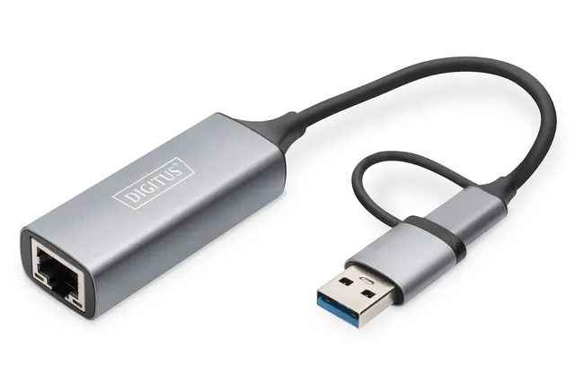Adapter USB Typ-C na Gigabit Ethernet 2 5GUSB-C + USB A (USB 3.1/3.0)