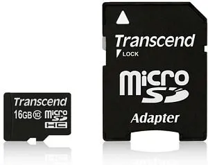 SD microSD Card 16GB Transcend SDHC UHS1 w/adapter