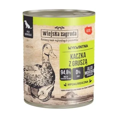 Wiejska Zagroda kaczka z gruszką mokra karma dla psa 800g
