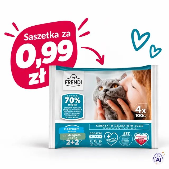 Frendi dorsz i pstrąg w sosie mokra karma dla kota 4x100g