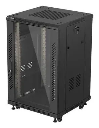 SZAFA INSTALACYJNA RACK STOJĄCA 19 18U 600 × 600 CZARNA DRZWI PRZESZKLONE LANBERG (FLAT PACK)