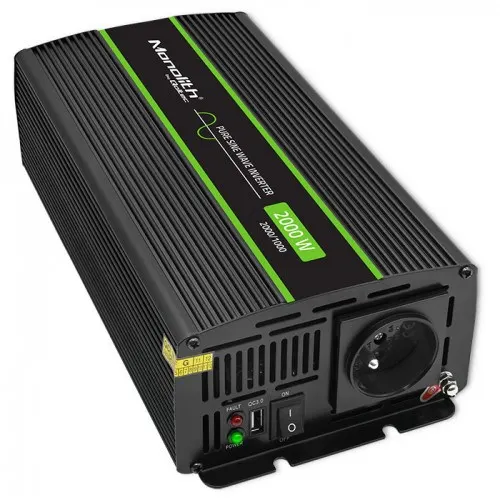 Qoltec Monolith adapter zasilający / inwentor Automatyczna 2000 W Czarny