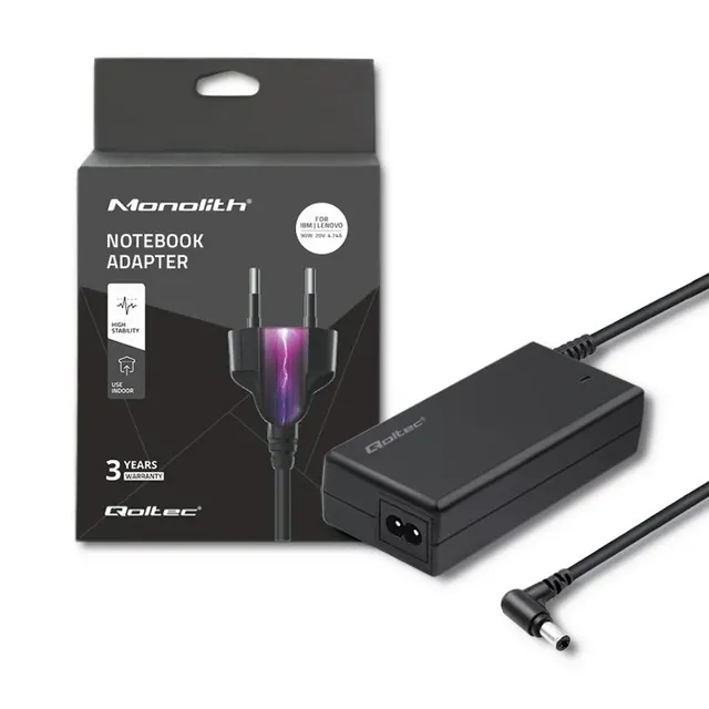 Zasilacz Qoltec 50099.90W do notebooka IBM Lenovo (20 V; 4 74 A; 90W; 5.5 mm x 2.5 mm)