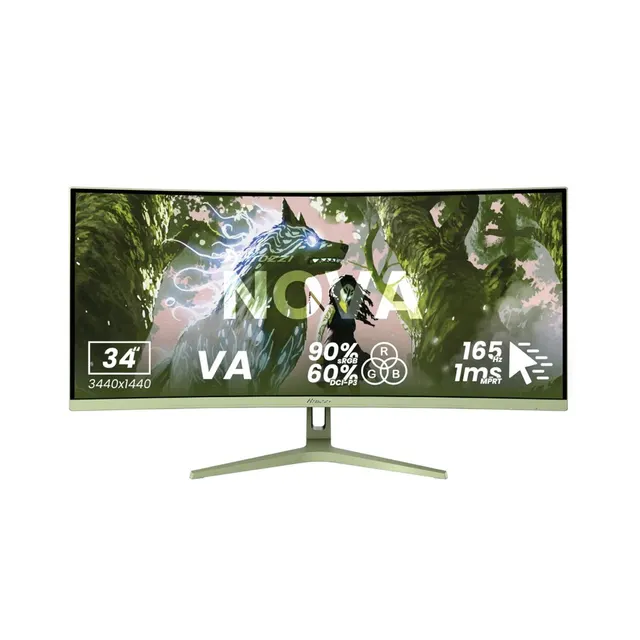 Arozzi Nova 34” Curved monitor komputerowy 86 4 cm (34 ) 3440 x 1440 px 4K Ultra HD LED Zielony