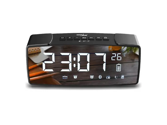 GREENBLUE RADIOBUDZIK BLUETOOTH 4.2 FM AUX-IN 6W TEMPERATURA ALARM ZEGAR AKUMULATOR 2200MAH GB200