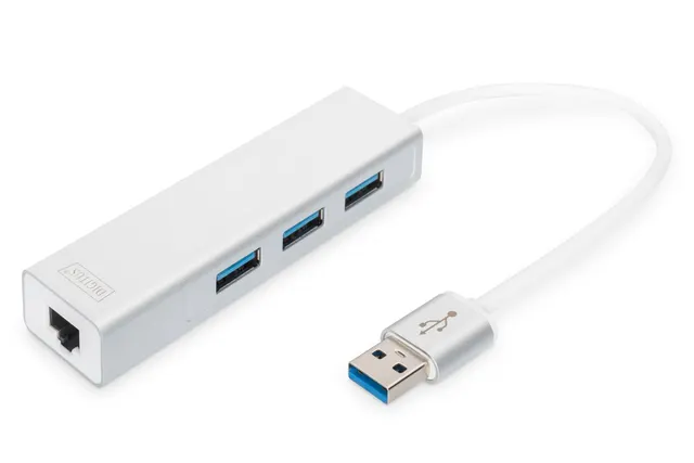 HUB 3-portowy USB 3.0 SuperSpeed z LANGigabit LAN adapter aluminium