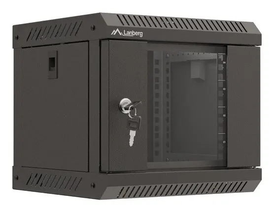 LANBERG SZAFA INSTALACYJNA RACK WISZĄCA 10 4U 300X300 CZARNA DRZWI PRZESZKLONE (FLAT PACK)
