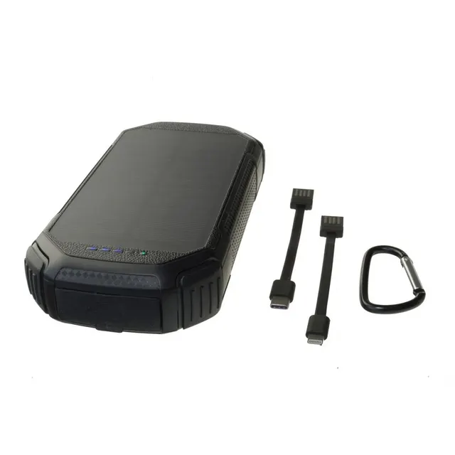 POWERNEED POWER BANK Z PANELEM SOLARNYM 20000MAH LI-POLY PV 1 5W QI 2A USB QC 3.0 LED POWER DELIVERY CZARNY S20000C