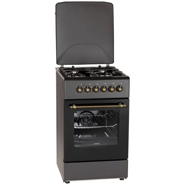 Kuchnia gazowo-elektryczna MPM MPM-56-KRM-13, termoobieg, grill, ruszt żeliwny