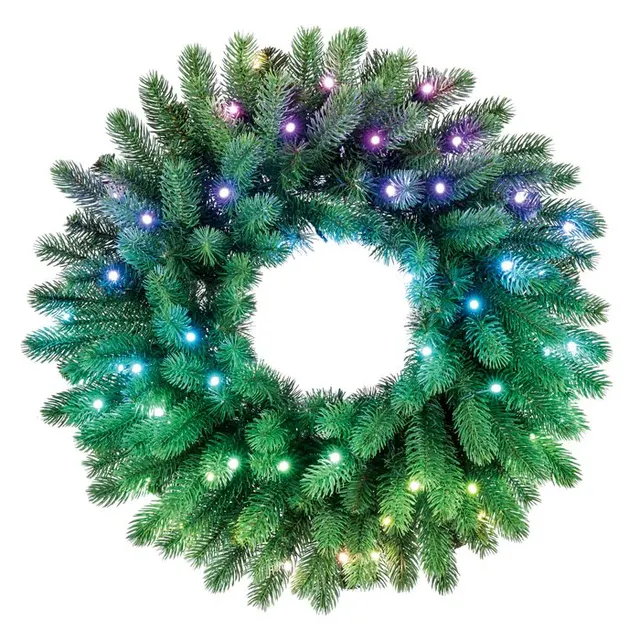 Twinkly Wstępnie oświetlony wieniec – 50 RGB LED Regal 24 zielony przewód typ wtyczki C