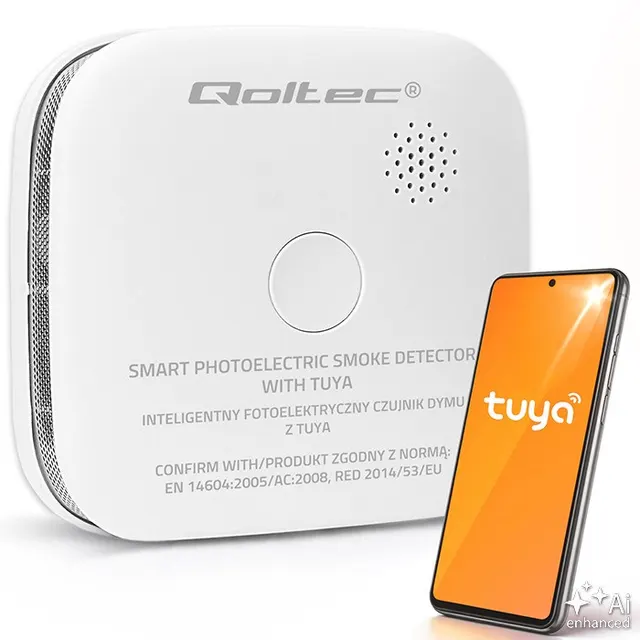 QOLTEC CZUJNIK DYMU Z BATERIĄ, TUYA, WI-FI, ALARM 85DB, LED