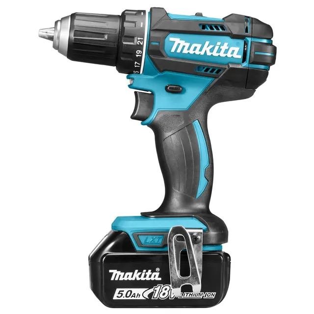 Makita Wiertarko-wkrętarka akumulatorowa 18 V 2x 5 0 Ah Li-ion 62/36 Nm 1 7kg LED