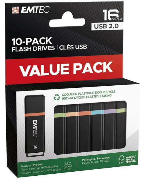 Emtec K100 pamięć USB 16 GB USB Typu-A 2.0 Czarny Wielobarwny