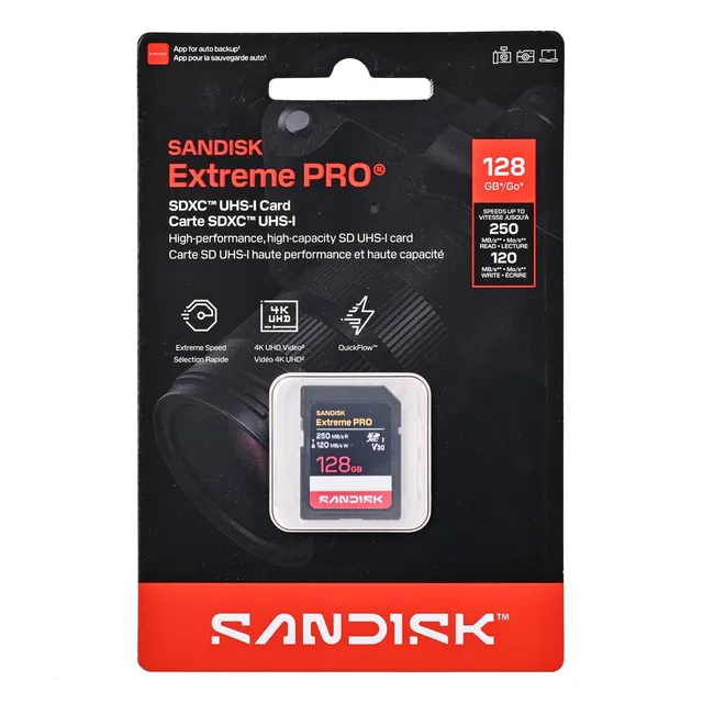 Sandisk Extreme Pro SD UHS-I 128GB SD 250MB/s(R) / 120MB/s(W)