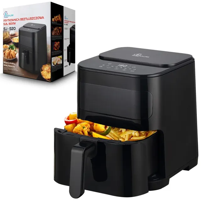 Extralink HOME AIR FRYER 5.2L EU SJ-520 frytkownica Pojedyńczy 5 2 l Frytkownica na gorące powietrze Czarny