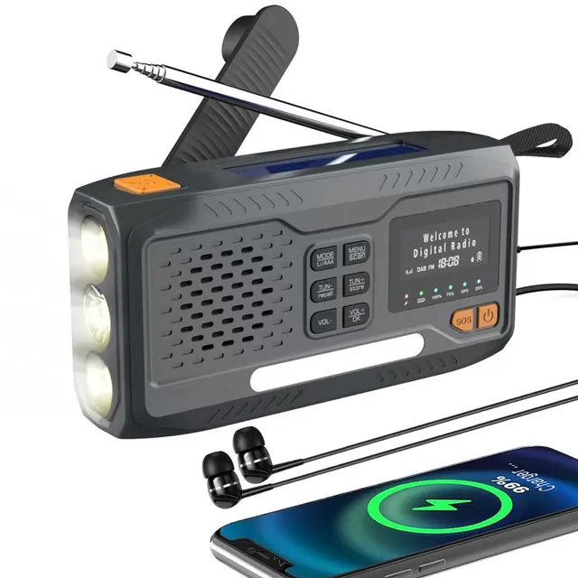 Extralink RADIO AWARYJNE BLUETOOTH SOLARNE Z KORBKA DYNAMO POWERBANK 4000MAH Z LATARKA SOS BT-4000 Przenośny Analogowe i cyfrowe Czarny Pomarańczowy