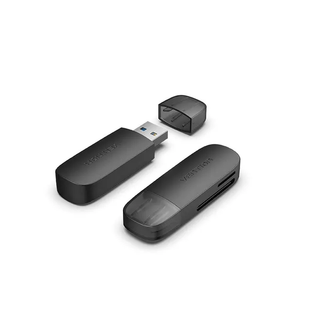Czytnik kart 2 w 1 USB 3.0 A Vention (SD+TF) czarny Dual Drive Letter