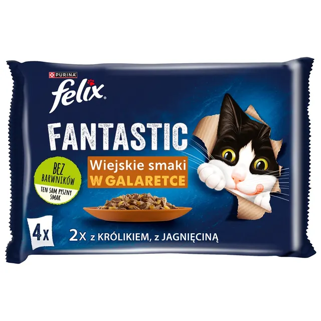 FELIX Fantastic królik Jagnięcina - mokra karma dla kota - 4x85g