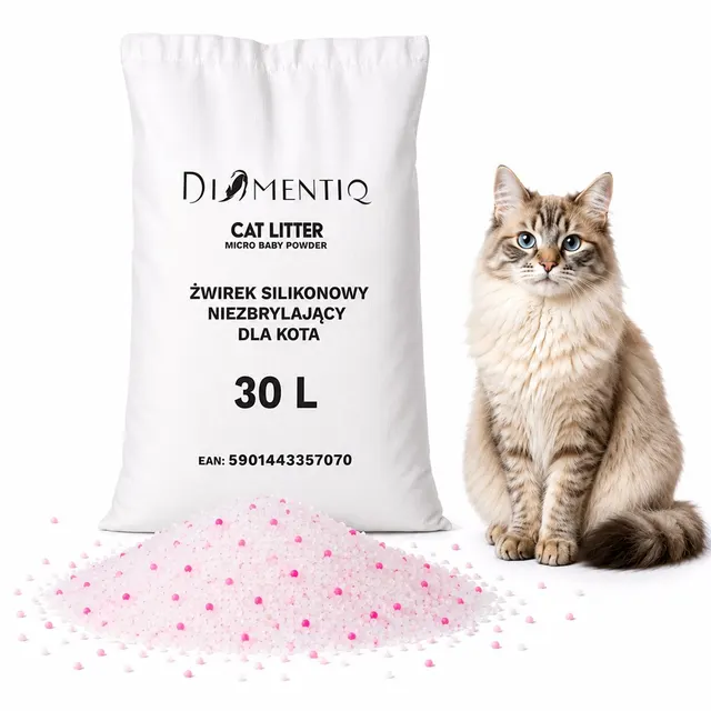 DIAMENTIQ żwirek baby powder silikonowy niezbrylający dla kota 30l