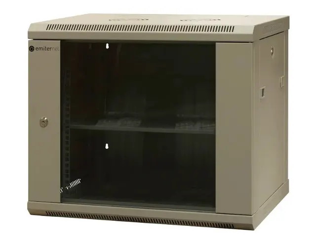 EmiterNet Szafa wisząca niedzielona 19'' 9U niezmontowana drzwi blacha/ szkło 600x450x500mm szer./gł./wys.