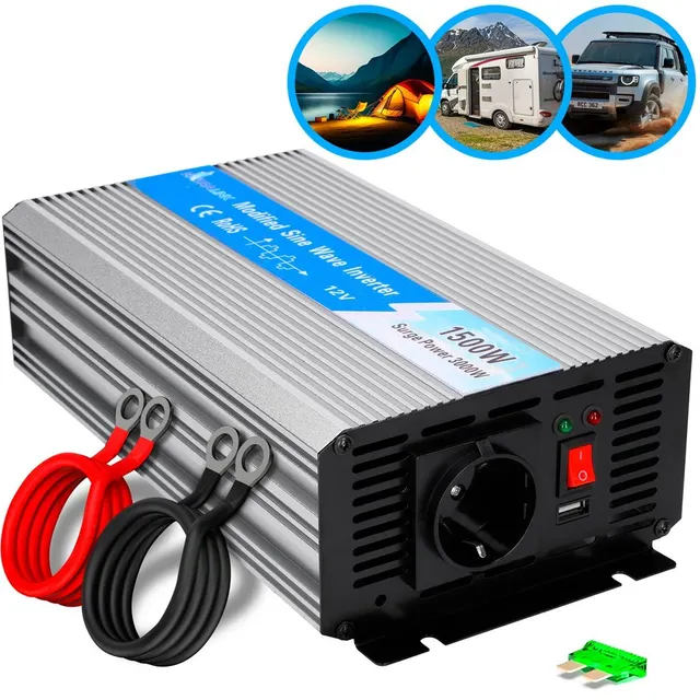 Przetwornica napięcia samochodowa 12V 1500W modyfikowany sinus