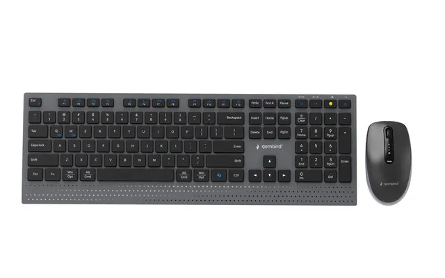GEMBIRD BEZPRZEWODOWY ZESTAW KLAWIATURY + MYSZ DUAL MODE 2.4 GHZ + BT SLIM UKŁAD US KOLOR CZARNY