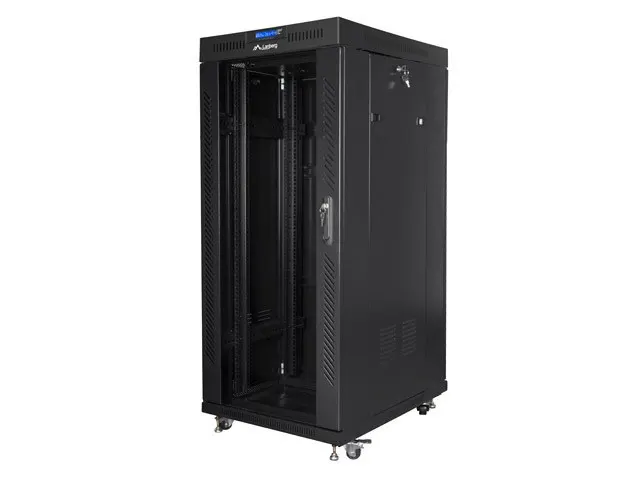 SZAFA INSTALACYJNA RACK STOJĄCA 19 27U 800X1200 CZARNA DRZWI SZKLANE LCD LANBERG (FLAT PACK)