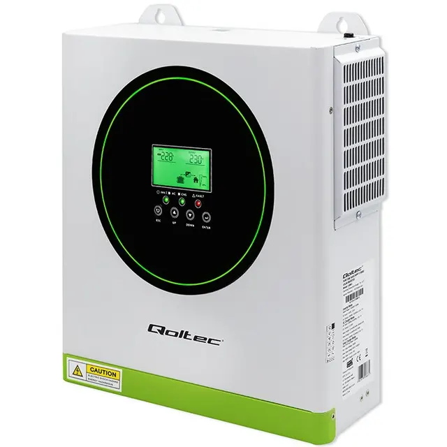Qoltec Hybrydowy inwerter solarny Off-Grid 1500W, 100A, 12V, MPPT, Sinus, Opcja Wi-Fi, Power Factor 1.0