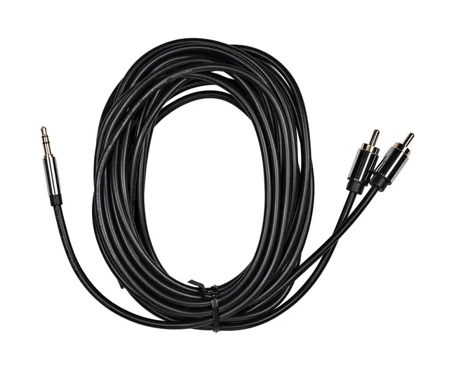Kabel audio 3 5 mm męski na 2RCA męski 5m czarny
