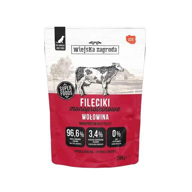 Wiejska Zagroda Karma mokra dla psa Fileciki Wołowina Monoproteinowa (dorosły) 280g