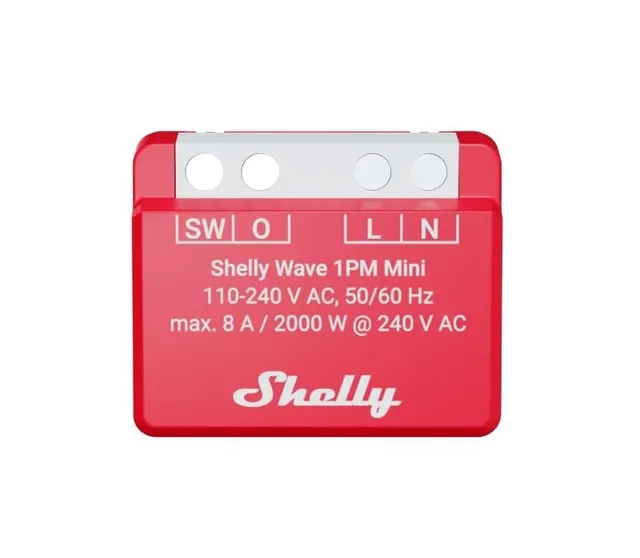 Inteligentny jednokanałowy przekaźnik Z-Wave Shelly Wave 1PM Mini LR z pomiarem energii