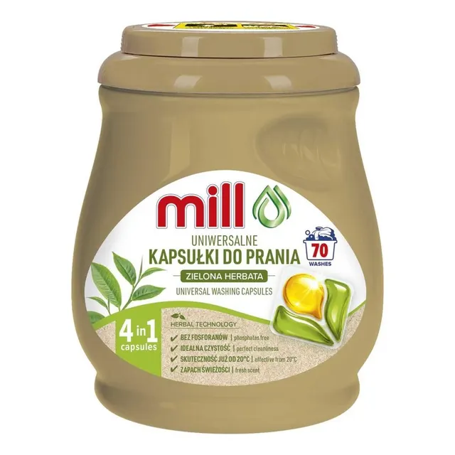 MILL Kapsułki do prania uniwersalne ZIELONA HERBATA 70 szt. 3K.S
