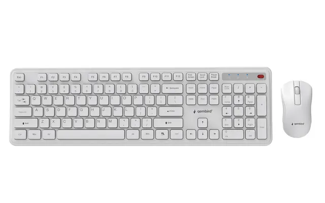 GEMBIRD BEZPRZEWODOWY ZESTAW KLAWIATURY + MYSZ SLIM PRO BUSINESS NA BIURKO BIAŁY UKŁAD US