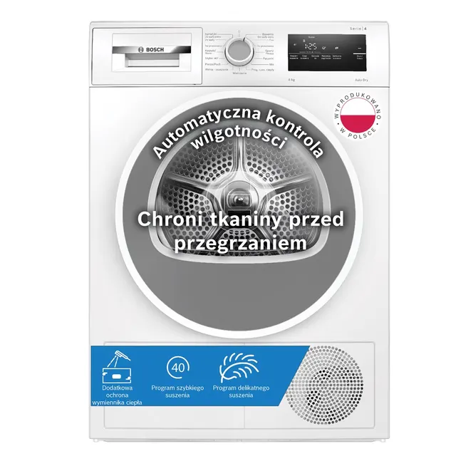Suszarka BOSCH WTH86277PL z pompą ciepła 8 kg klasa A++ 65 dB AutoDry SensitiveDrying System