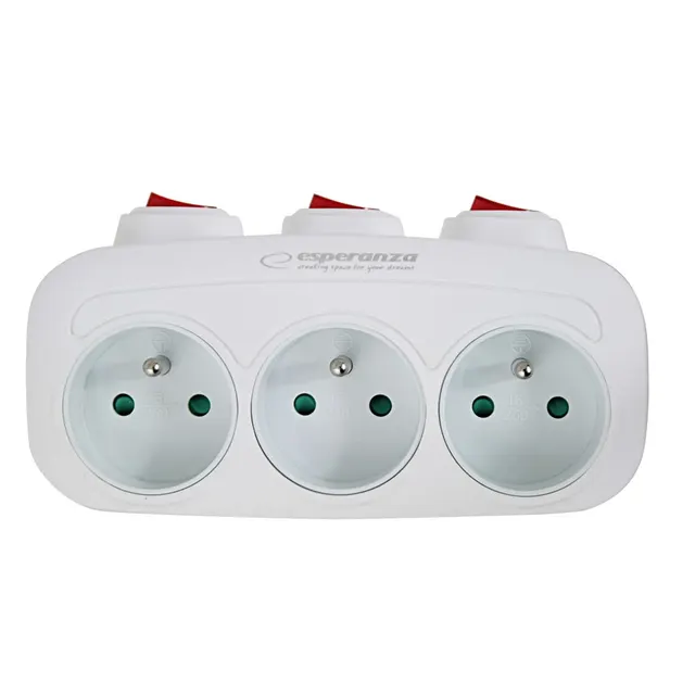 ESPERANZA ROZGAŁĘŹNIK ELEKTRYCZNY 3 GNIAZDA Z WYŁĄCZNIKAMI BIAŁY ELK307W