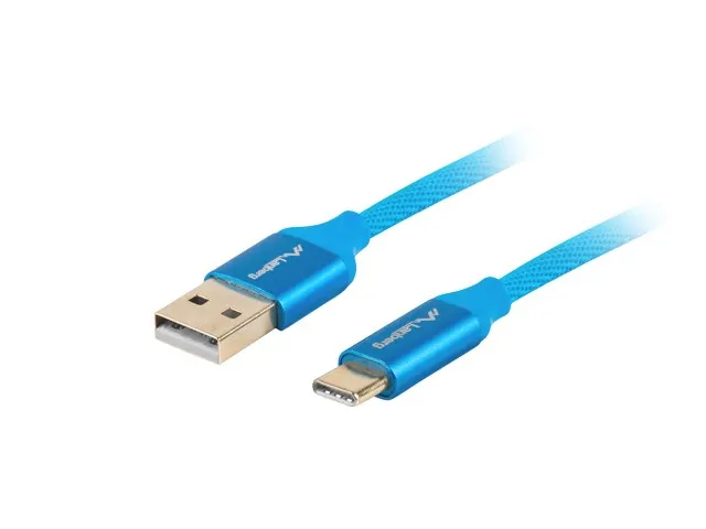 Kabel Lanberg Premium QC 3.0 CA-USBO-22CU-0005-BL (USB 2.0 typu A M - USB typu C M; 0 50m; kolor niebieski)