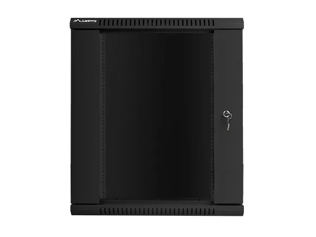 Lanberg Szafa rack 19 cali Wall-Mount 15U/600x450 V2 czarna drzwi szklane