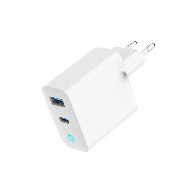 GEMBIRD 2-PORTOWA SZYBKA ŁADOWARKA SIECIOWA GAN (PD) USB (A+C) 30W LED BIAŁA