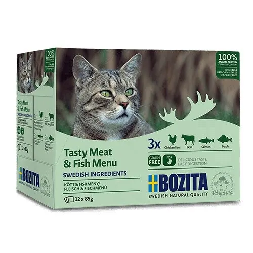 Bozita Kawałki w Galaretce z Rybą i Mięsem Multibox - mokra karma dla kota - 12 x 85 g
