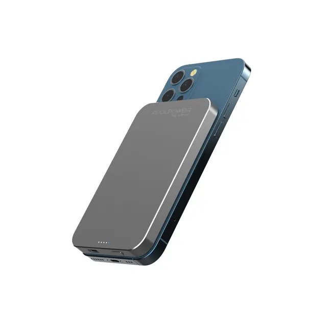 RealPower PB-5000 Mag Litowo-polimerowy (LiPo) 5000 mAh Bezprzewodowe ładowanie Szary